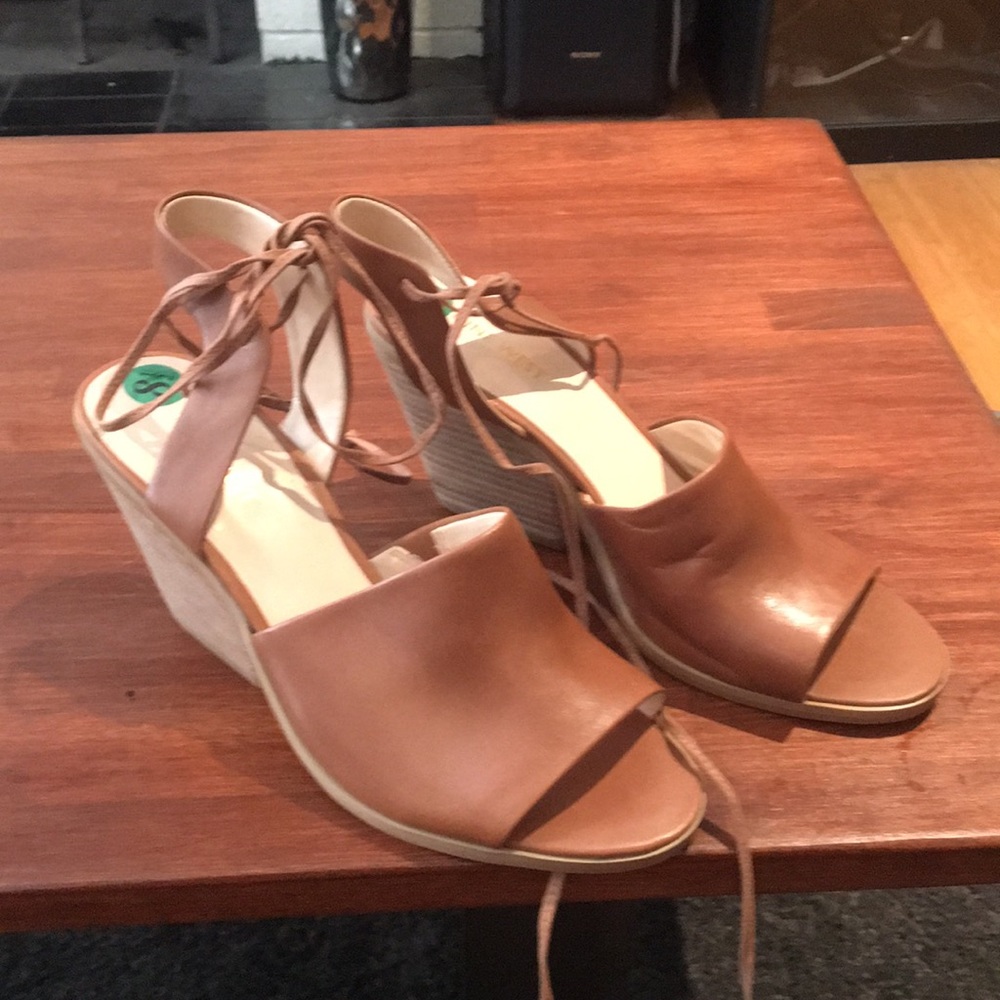 Cognac Color Nine West Shoes that wrap around leg